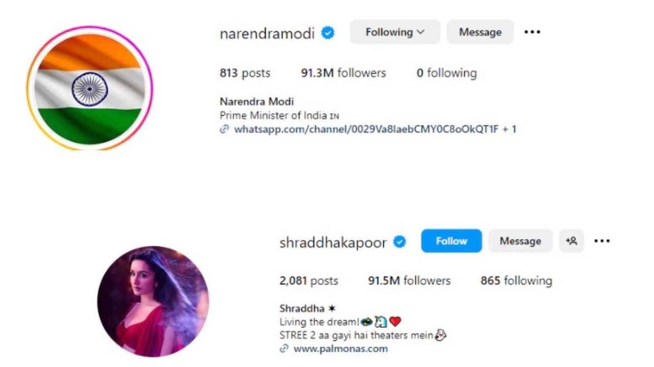 Shraddha Kapoor बनीं इंस्टाग्राम पर तीसरी सबसे फॉलो की गई स्टार, PM मोदी को पीछे छोड़ा